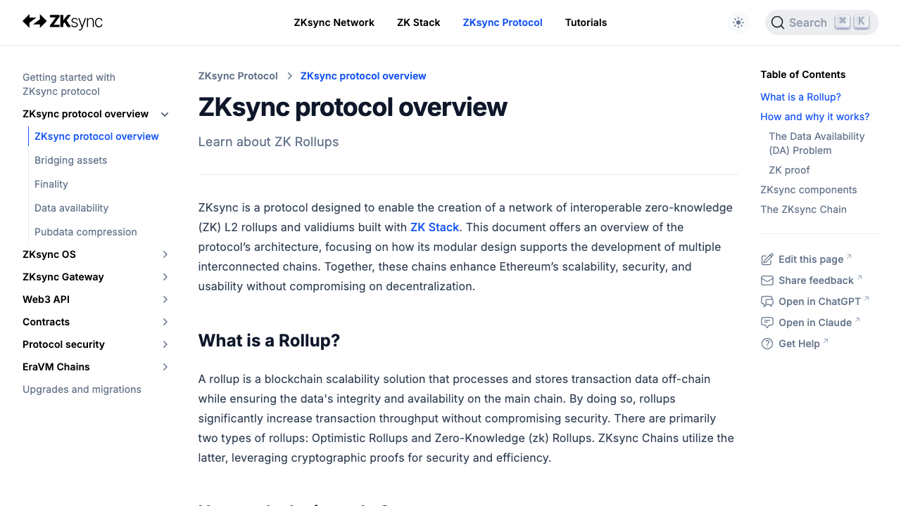 zkSync Docs - Rollup preview
